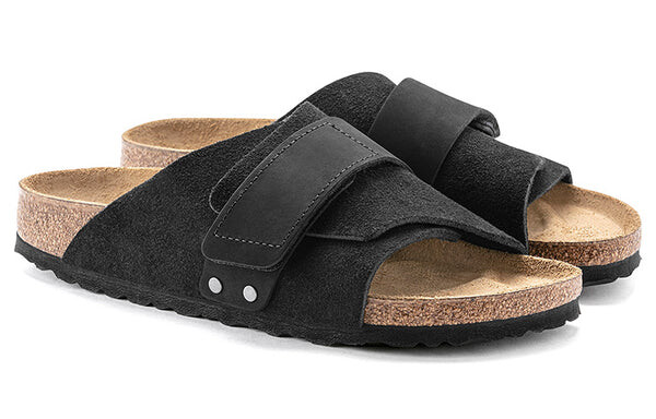 Тапочки kyoto nubuck-suede leather narrow fit sandals 'black' Birkenstock, черный — фото 4