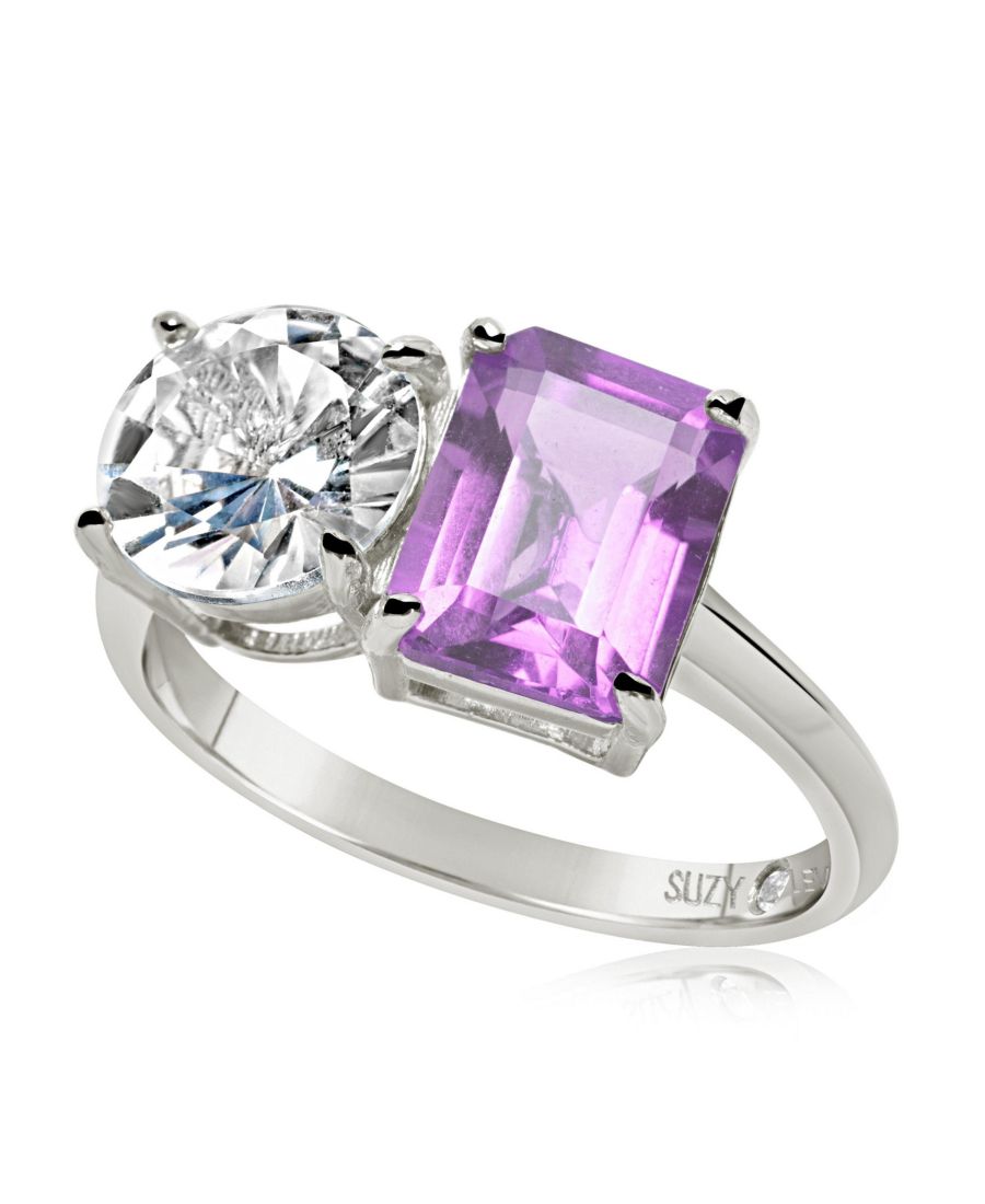 

Кольцо Suzy Levian из стерлингового серебра с двумя камнями Toi et Moi Suzy Levian New York, Purple amethyst / silver