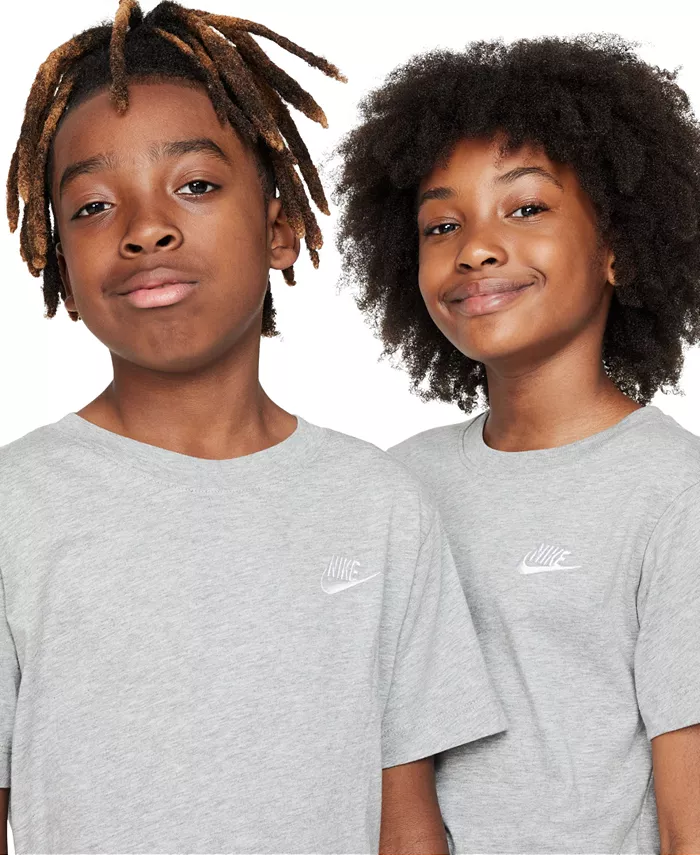 Футболка Big Kids Sportswear с вышитым логотипом и принтом Nike, серый — фото 3
