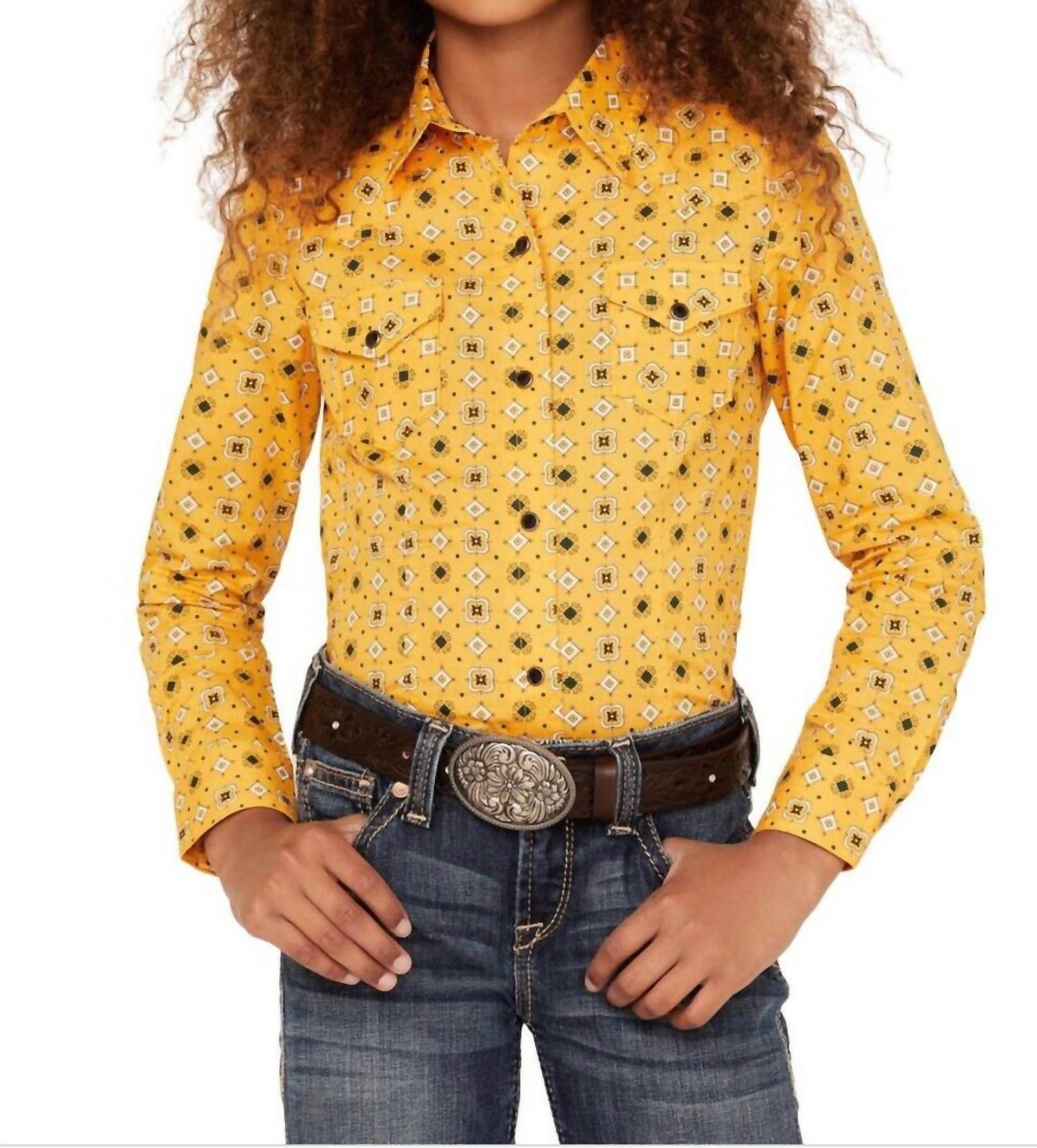 

Детская рубашка на пуговицах для девочки в золотисто-желтом цвете Cruel Girl