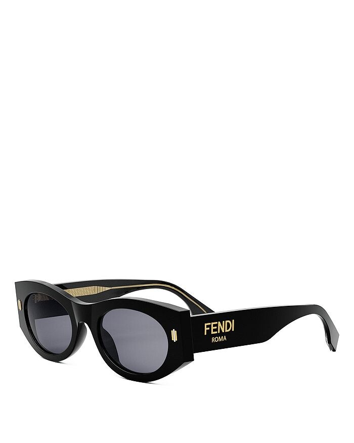 

Fendi Овальные солнцезащитные очки Fendi Roma, 52 мм, черный
