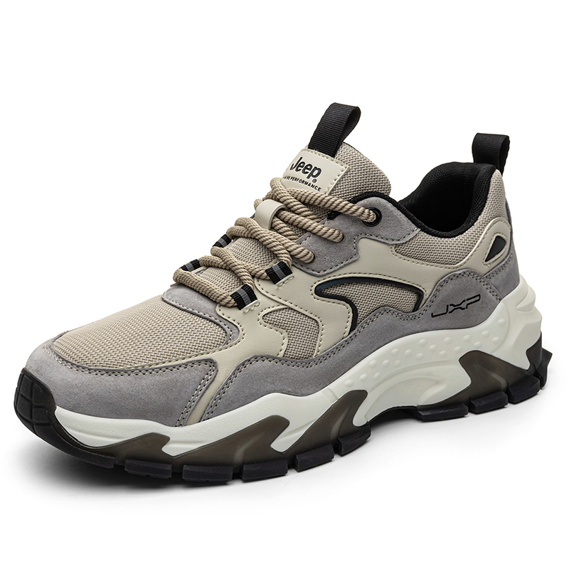 

Jeep Мужские низкие массивные кроссовки для альпинизма, скалолазания и пеших походов светло-серые, цвет Light Gray