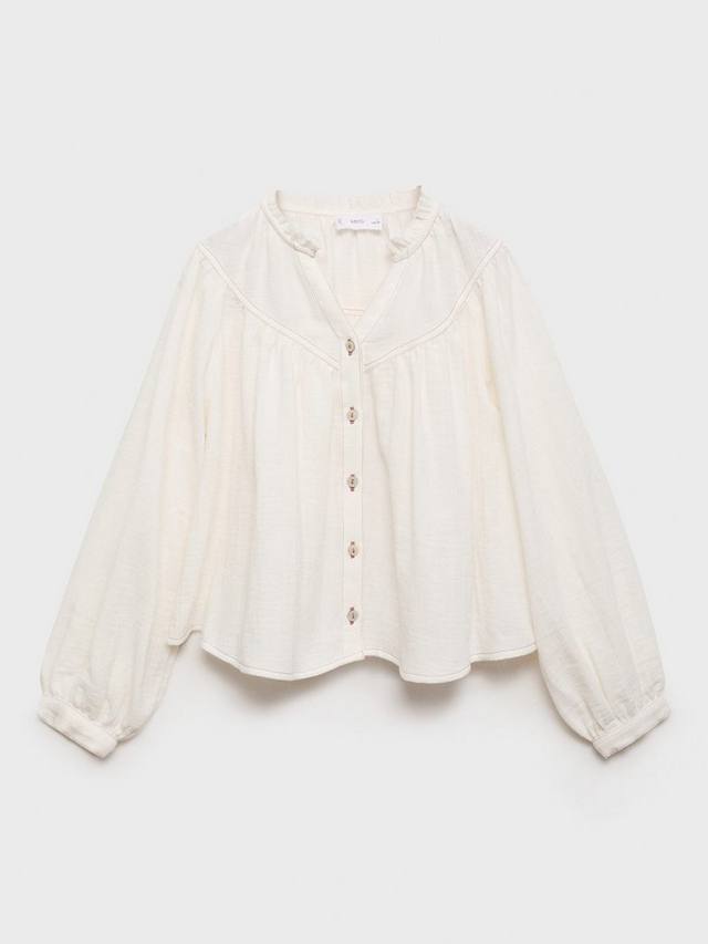 

Детская блузка Alba с пышными рукавами из хлопка Mango, Light Beige