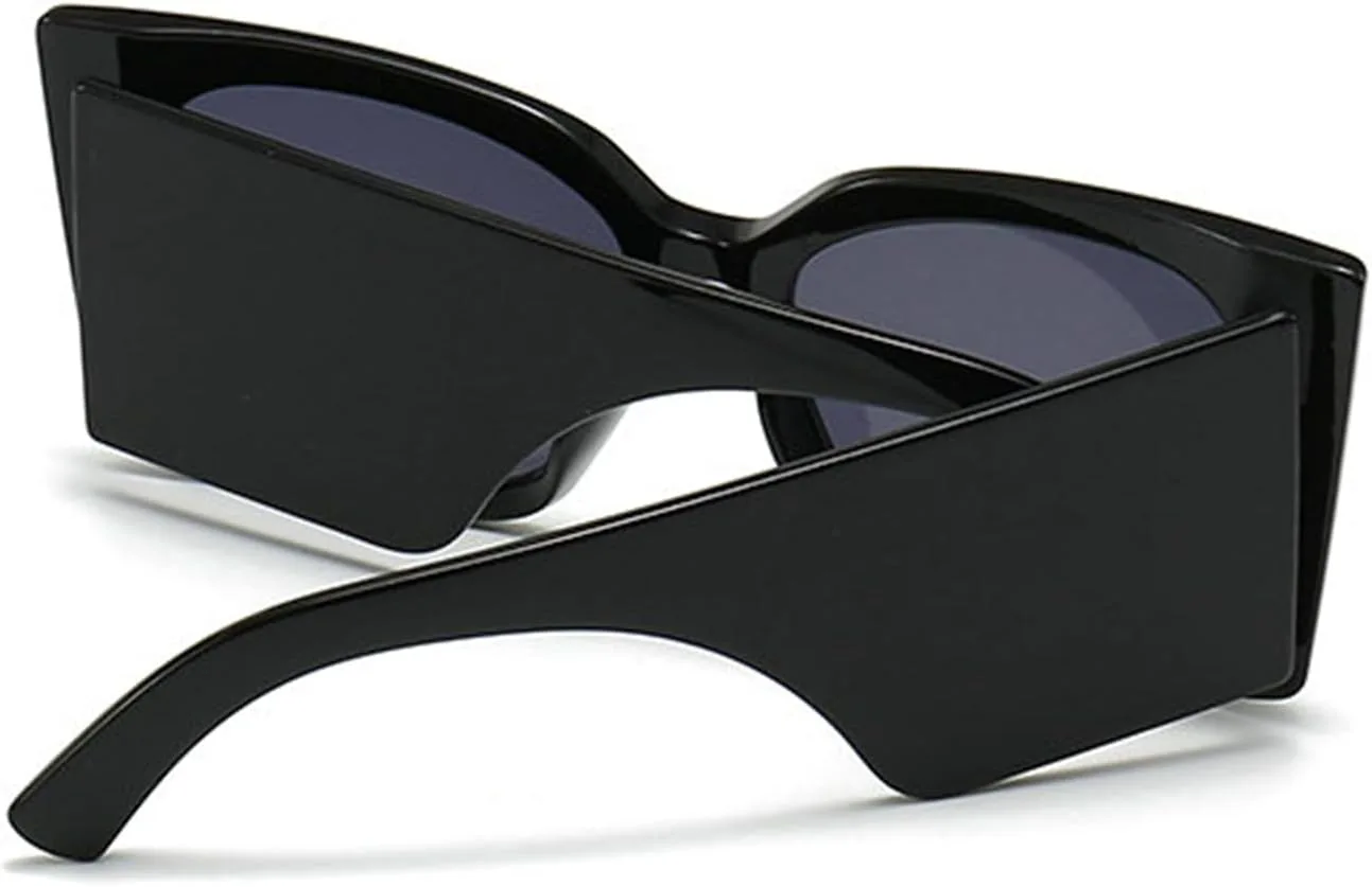 

Willochra Модные солнцезащитные очки большого размера для женщин, стильные очки «кошачий глаз» в квадратной оправе с защитой от УФ-излучения, 3pcs-black&blue&purple