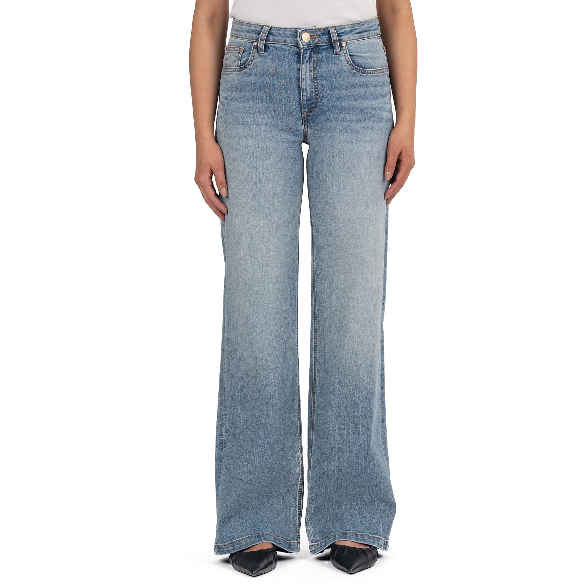 

Джинсы KUT from the Kloth Petite Jeans High-Rise Wide Leg Clean Hem in Ensured, цвет Ensured