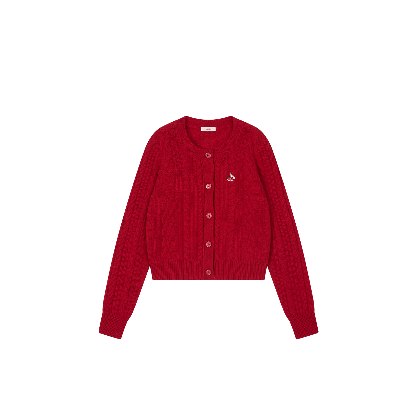 

Kirsh SS26 Свитер женский красный с круглым вырезом умеренной длины кардиган