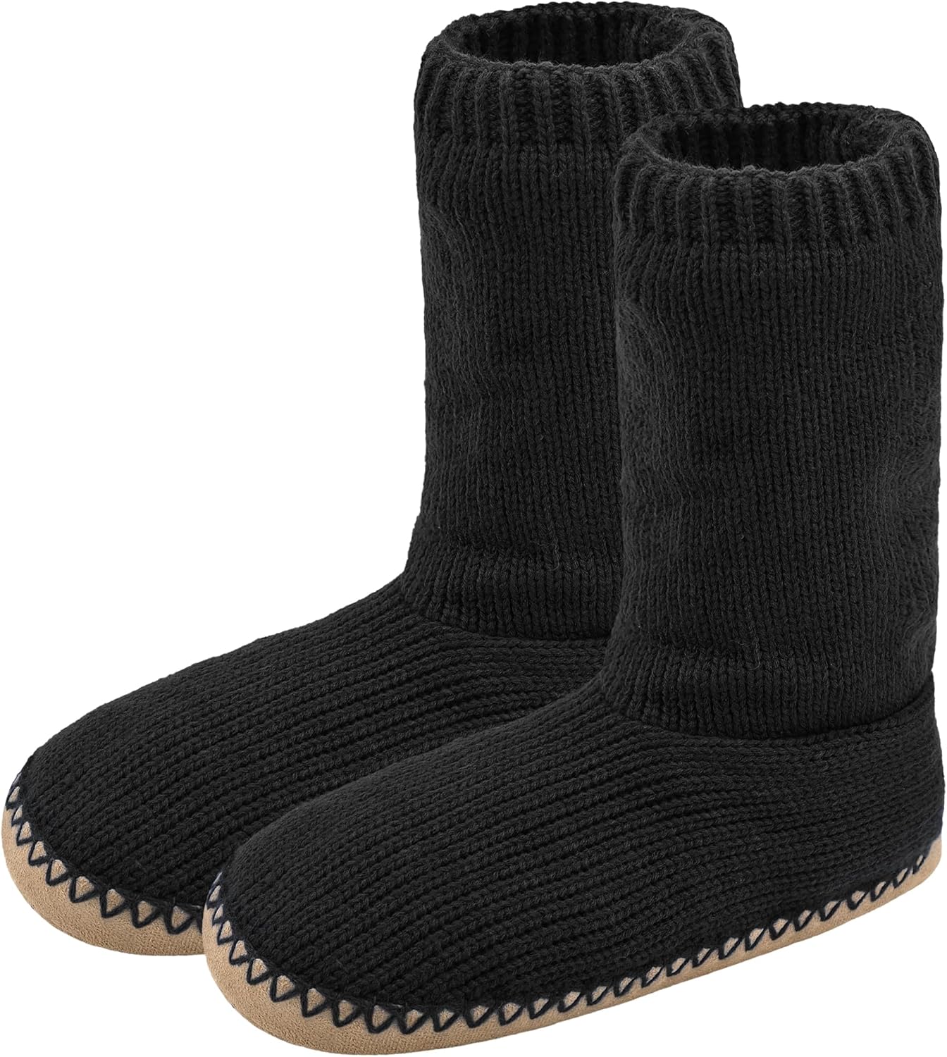 

Мужские уютные тапочки Panda Bros для дома, пушистые домашние туфли с противоскользящей подошвой, зимние вязаные тапочки для тепла на полу, черный