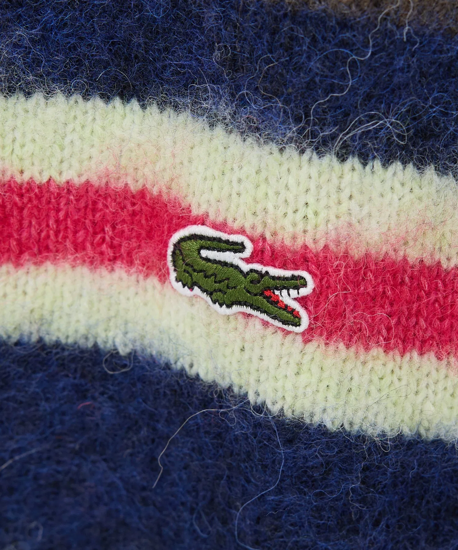 Кардиган LACOSTE из альпаки с каймой, полосатый, серый — фото 3