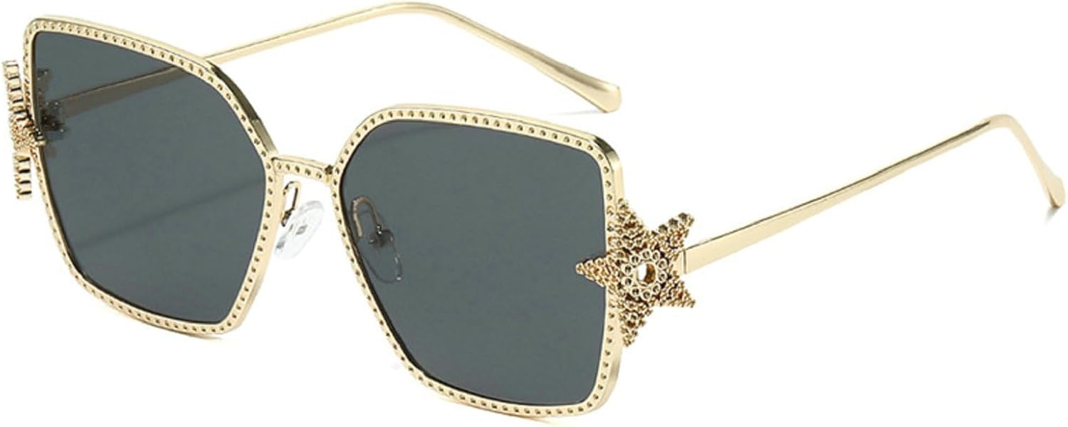 

Ретро-солнцезащитные очки квадратной формы для женщин в стиле 90-х, модные большие солнцезащитные очки в золотистой металлической оправе с защитой от УФ-излучения UV400 mincl, Black