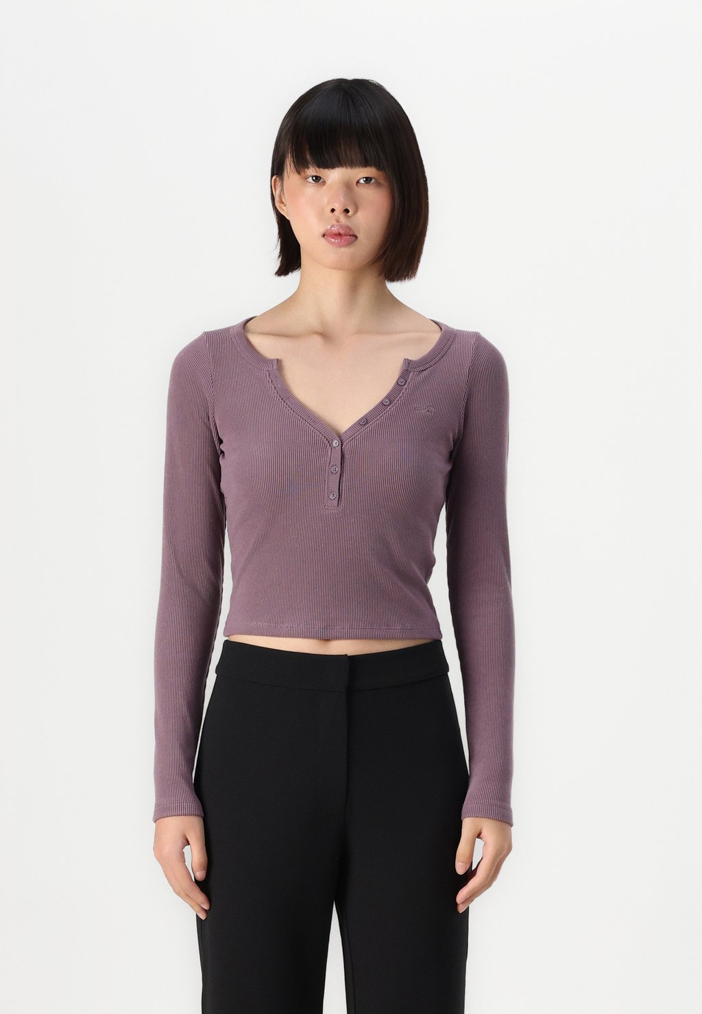 

Топ с длинными рукавами HENLEY Hollister Co., винно-красный