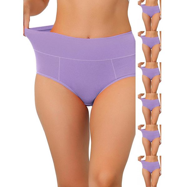 

7 пар женского хлопкового белья с высокой талией и эффектом контроля живота (доступно в plus size) Inspire Chic, Light Purple
