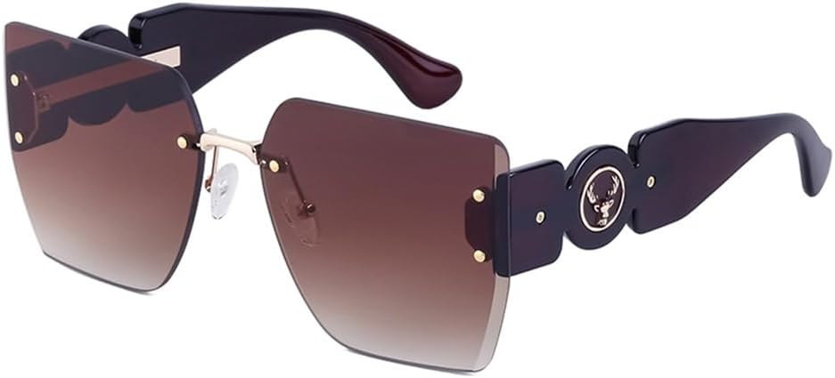 

Большие безободковые солнцезащитные очки для женщин и мужчин, безрамочные солнцезащитные очки для женщин, очки в крупной оправе, защита от УФ-излучения UV400 HDUBFY, C3 Brown