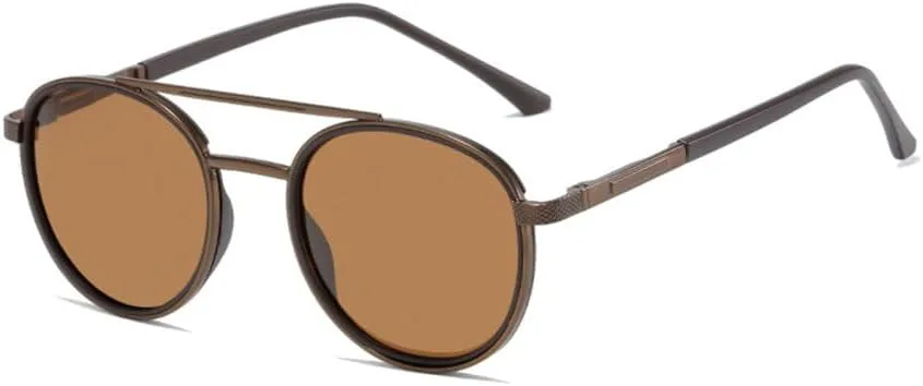 

Солнцезащитные очки LVTFCO в стиле ретро, ​​круглые, для мужчин и женщин, модные, металлические, винтажные, панк, женские, с защитой от УФ-излучения UV400, C4 Brown