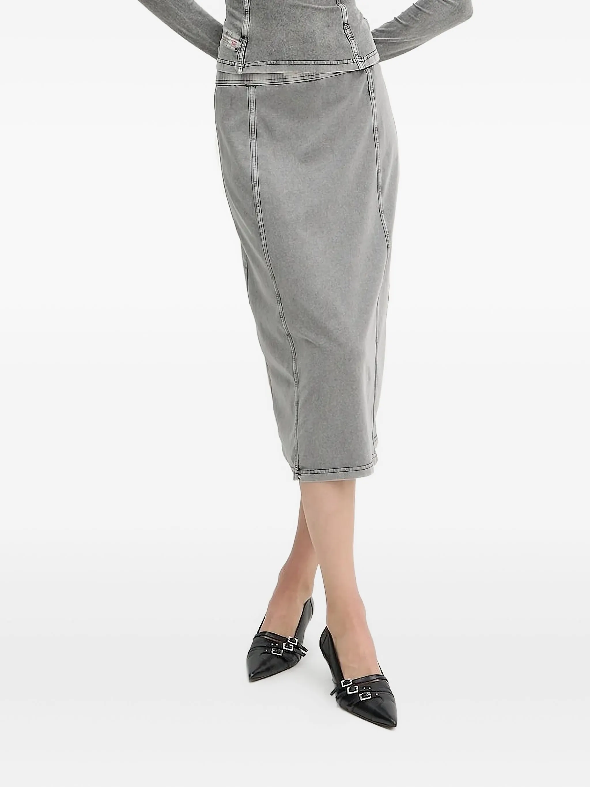 

Юбка миди прямого кроя Diesel, серый