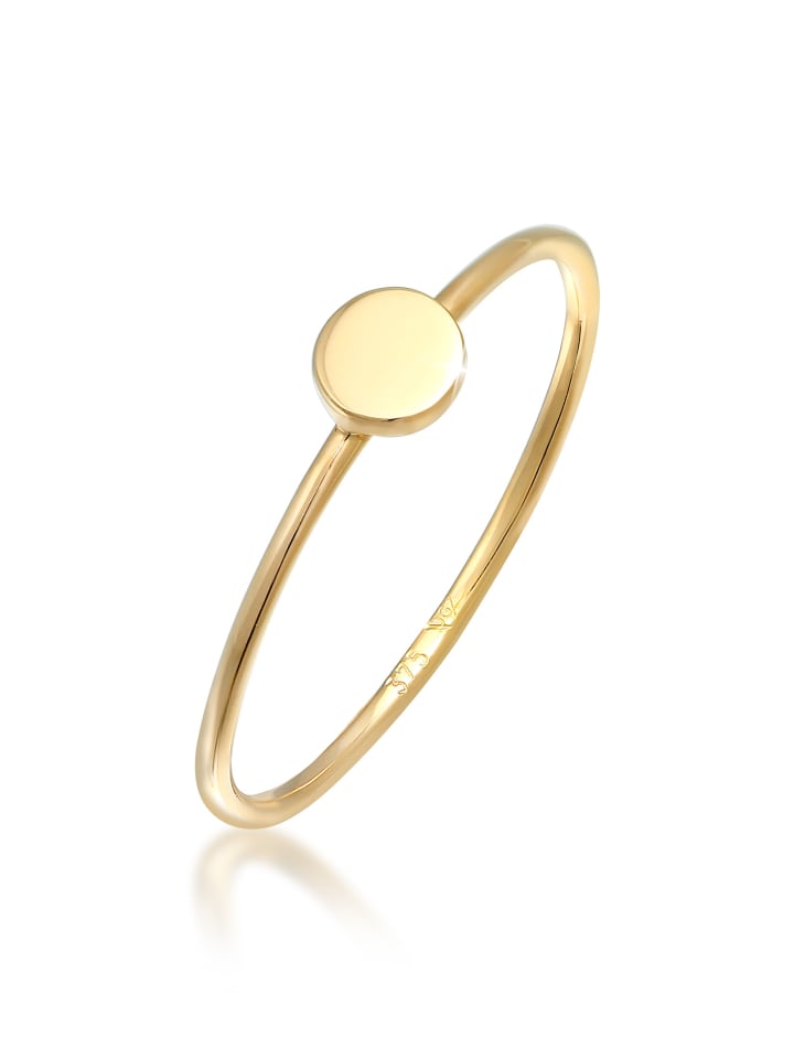 

Elli Кольцо из желтого золота 375 пробы с геометрическим узором и золотым диском