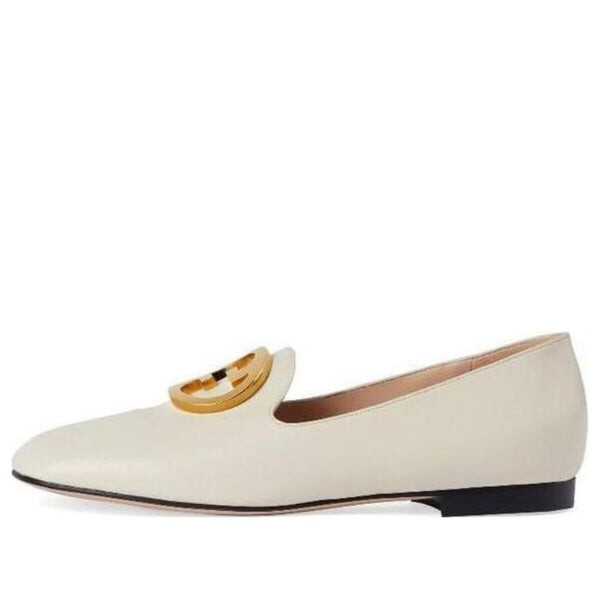 Тапочки logo plaque loafers 'white' Gucci, белый