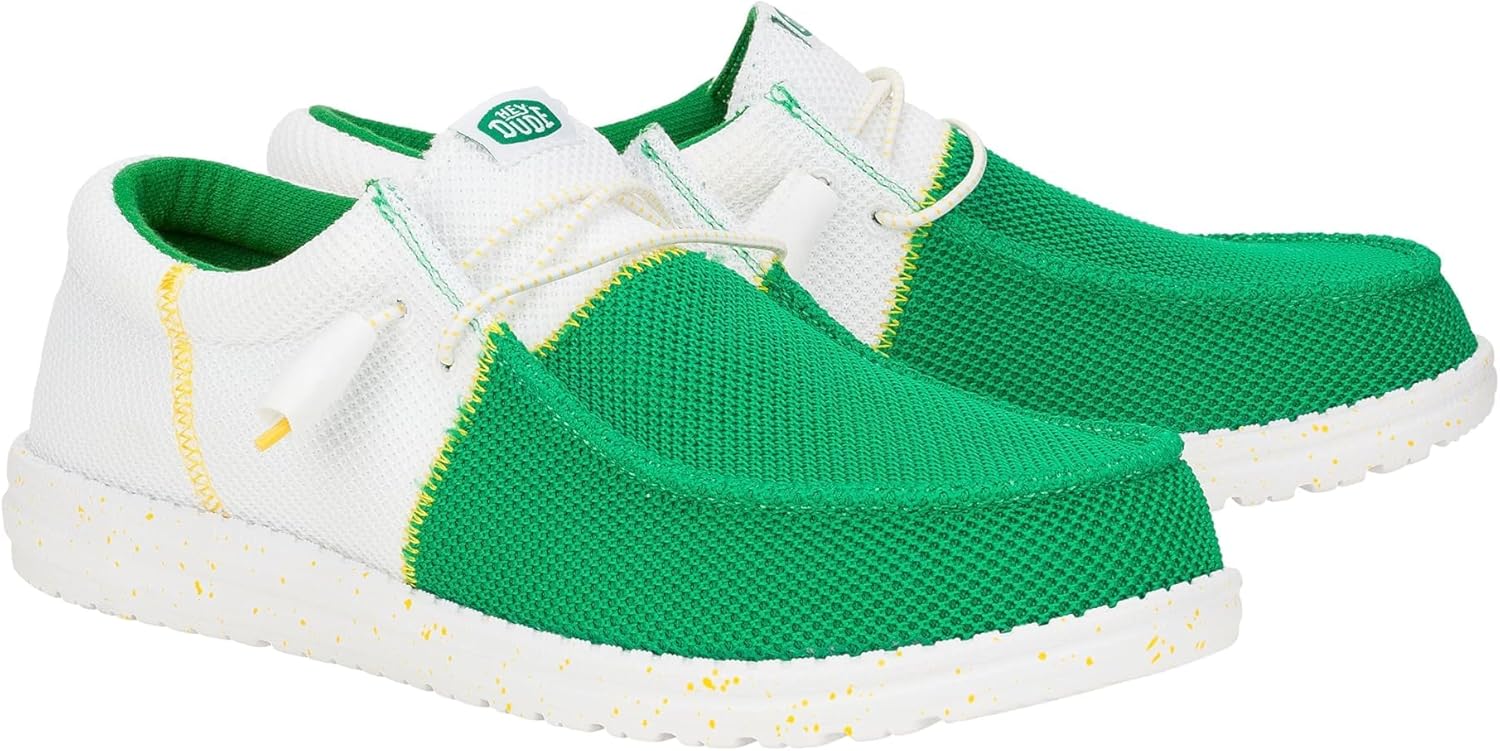 

Мужские сетчатые кроссовки HEYDUDE Wally Tri Varsity, белый/зеленый