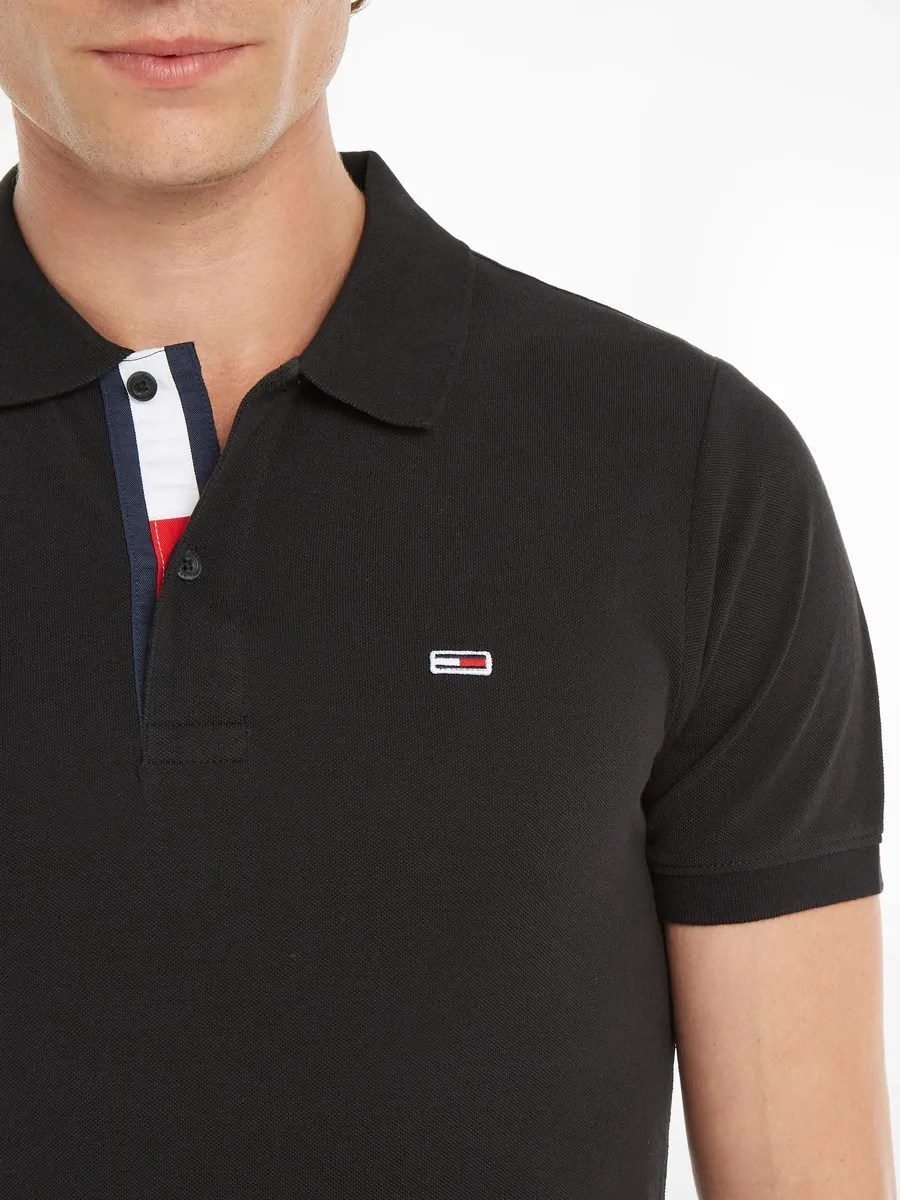 Рубашка-поло Tommy Jeans "TJM SLIM PLACKET POLO", черный — фото 3