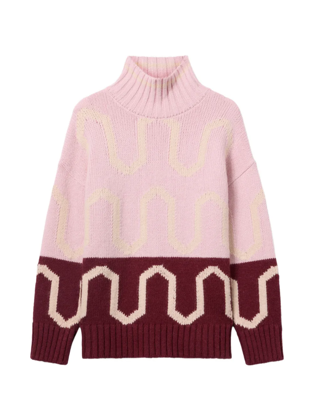 

Свитер с высоким воротником и узором La Doublej, розовый