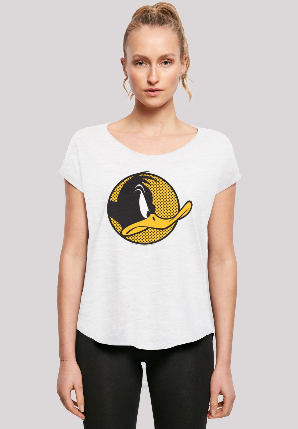 

Футболка с принтом LOONEY TUNES DAFFY DUCK DOTTED CARTOON LOGO F4NT4STIC, белый