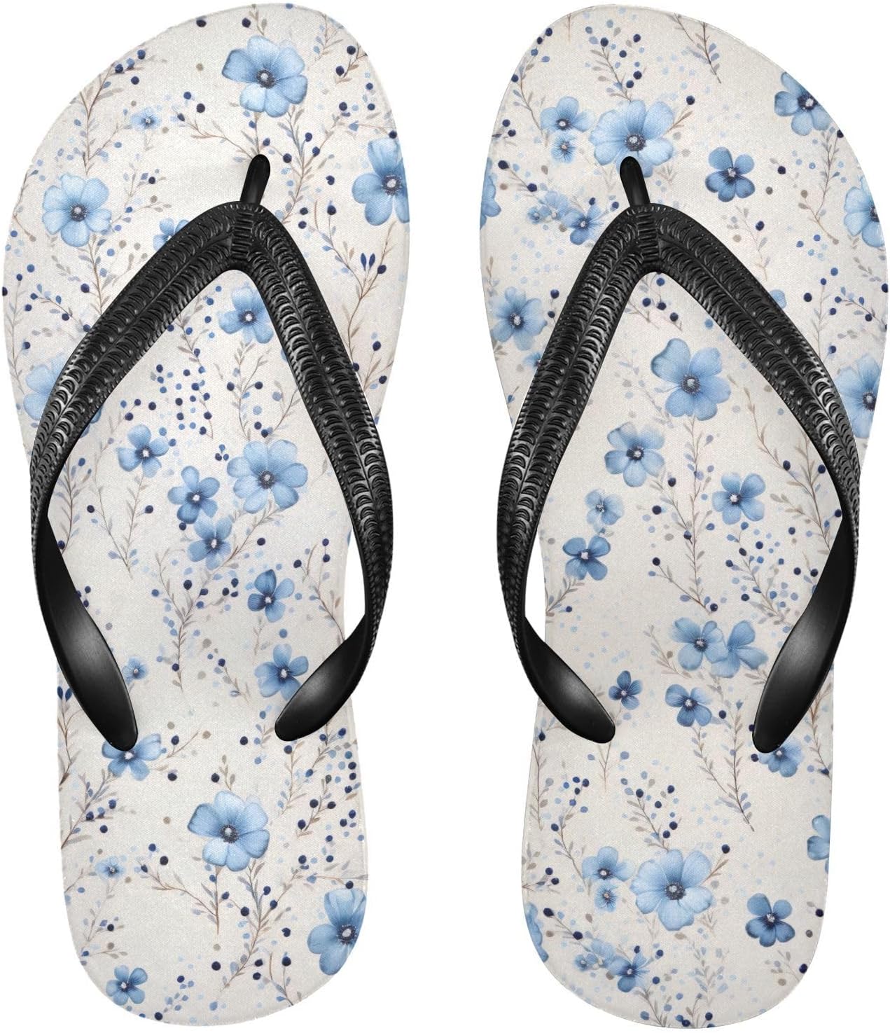 

Красивые синие шлепанцы с цветочным принтом для пляжа, душа, резинескользящие летние тапочки для женщин и мужчин Sinestour