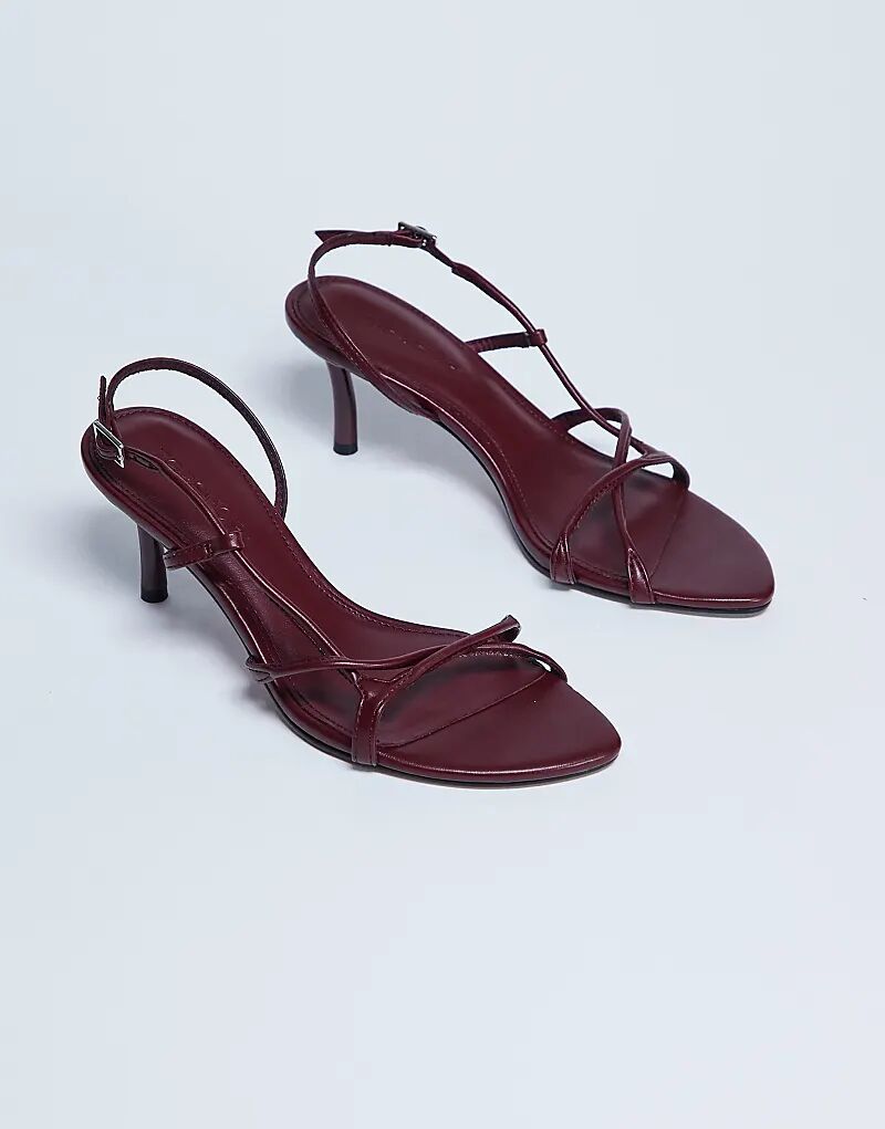 Босоножки Topshop Amelia Minimal на среднем каблуке бордового цвета — фото 2