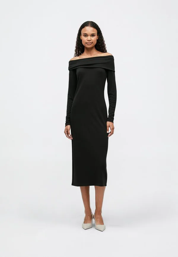 Платье-Миди из трикотажа с открытыми плечами Calvin Klein, Black