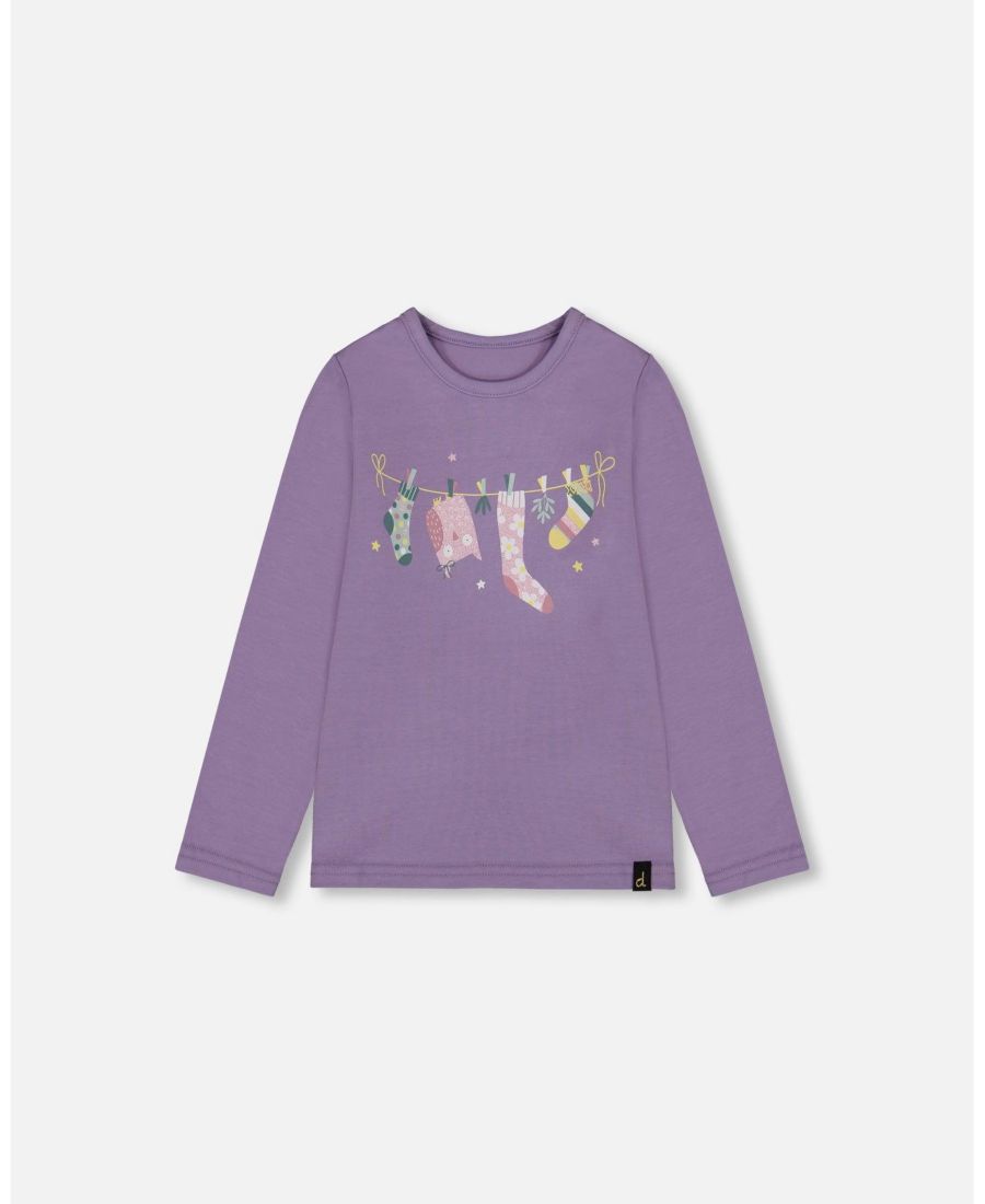 

Детская хлопковая трикотажная блузка фиолетово-серого цвета с совой - для малышей/детей Deux par Deux, Purple gray
