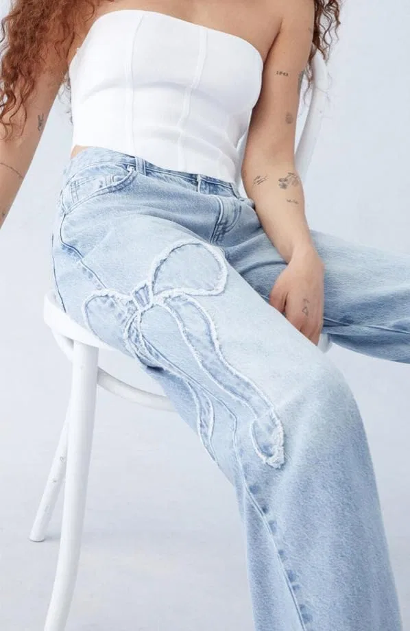 Джинсы с бантом, Summer Denim, синий — фото 2