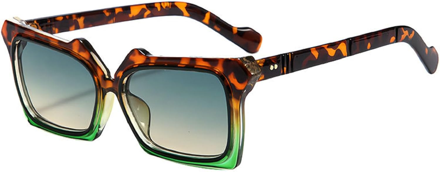 

Модные маленькие прямоугольные солнцезащитные очки с леопардовым принтом для женщин, ретро-очки для мужчин, трендовые квадратные солнцезащитные очки UV400 6206 Melrose, Leopard Green