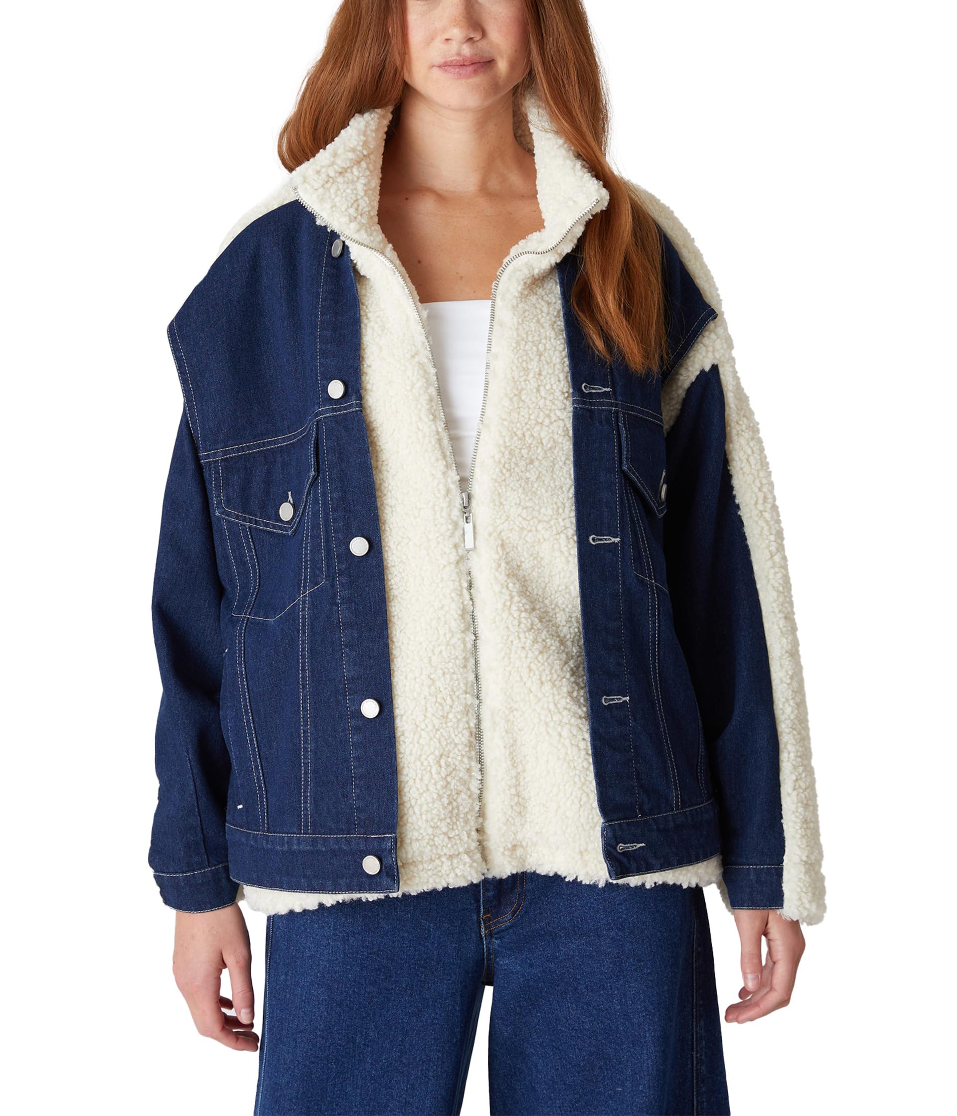 

Куртка Blank NYC Denim And Sherpa Jacket, Blue/Ivory