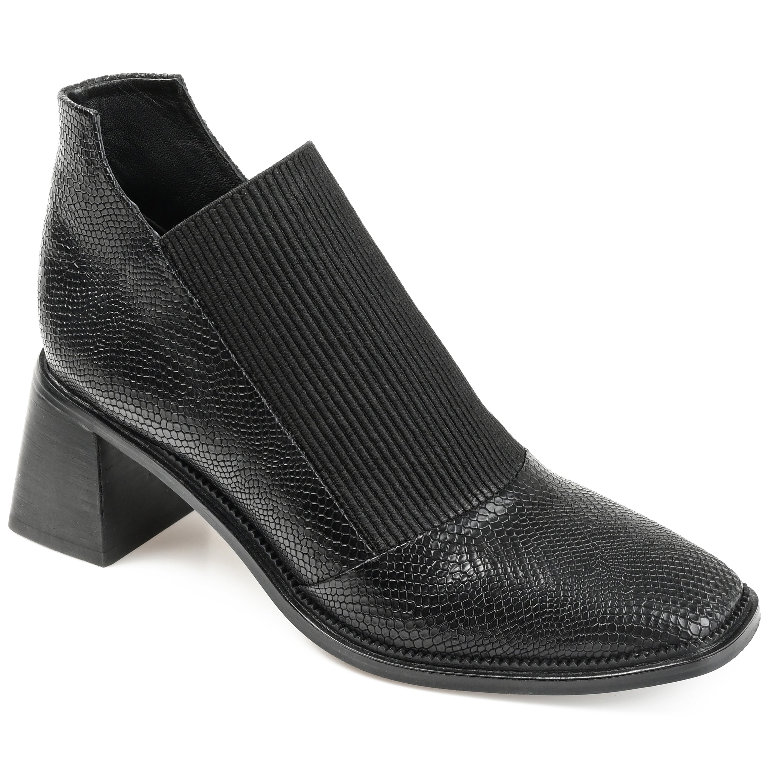 Женские ботильоны Journee Signature из натуральной кожи Stylla Square Toe Stacked Ankle Booties, черный
