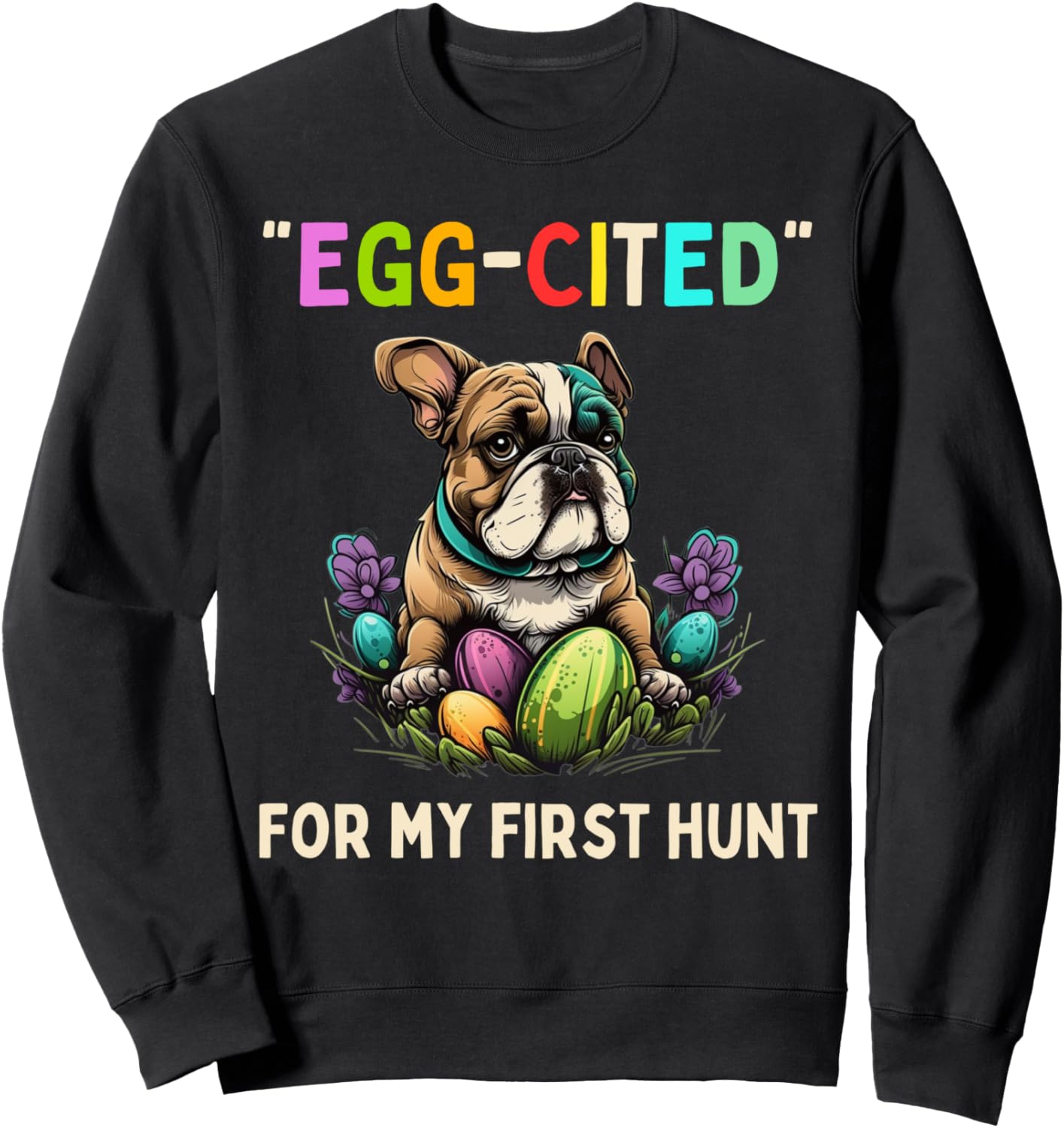 

Забавная толстовка для малышей с изображением английского бульдога и его первой охоты за пасхальными яйцами Happy Easter Costume English Bulldog, черный