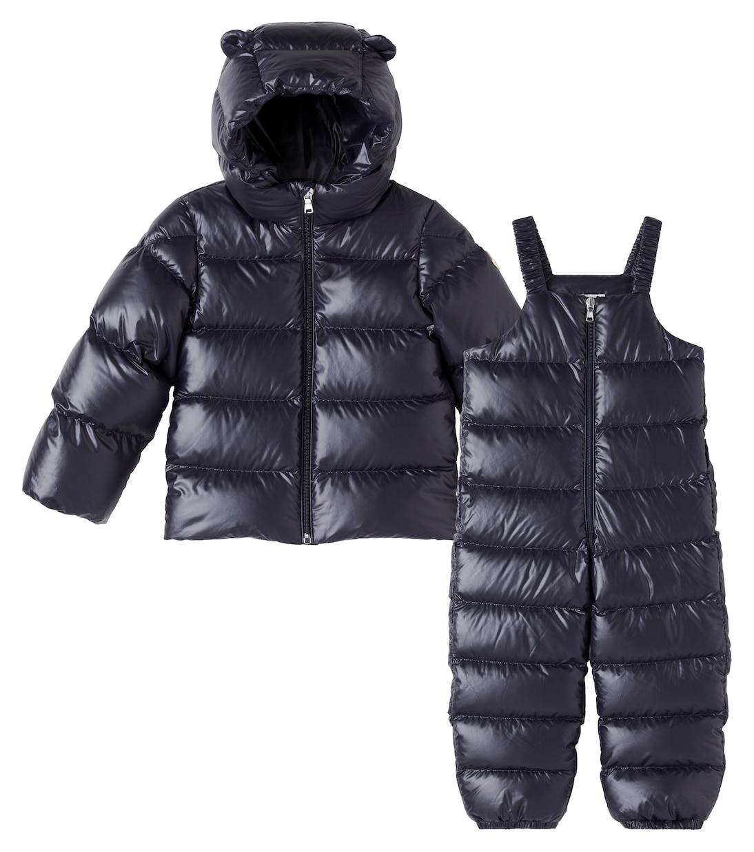 

Детский комплект из пуховика и комбинезона Moncler Enfant, темно-синий