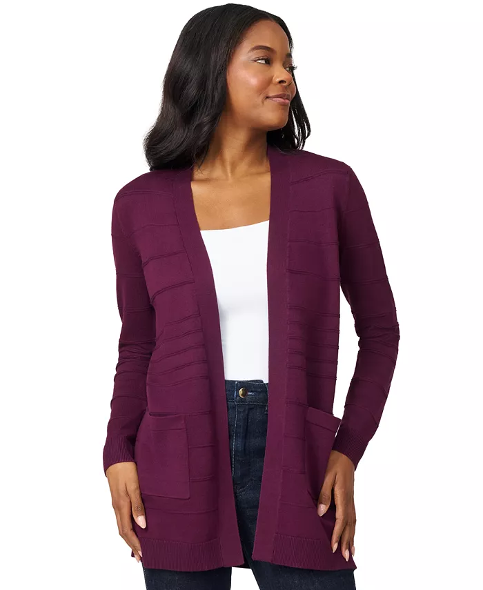 

Женский ребристый длинный кардиган с открытой передней частью, PXS-XL Melissa Paige, белый