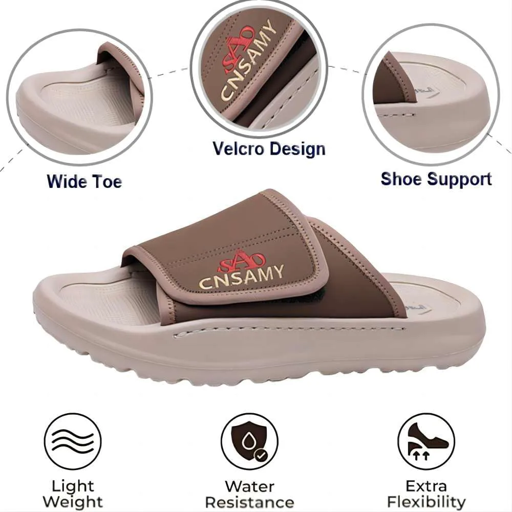Asifn Men's Cushion Сандалии Легкие противоскользящие мягкие уличные ручные регулируемые повседневные слип-он для лета, хаки — фото 2