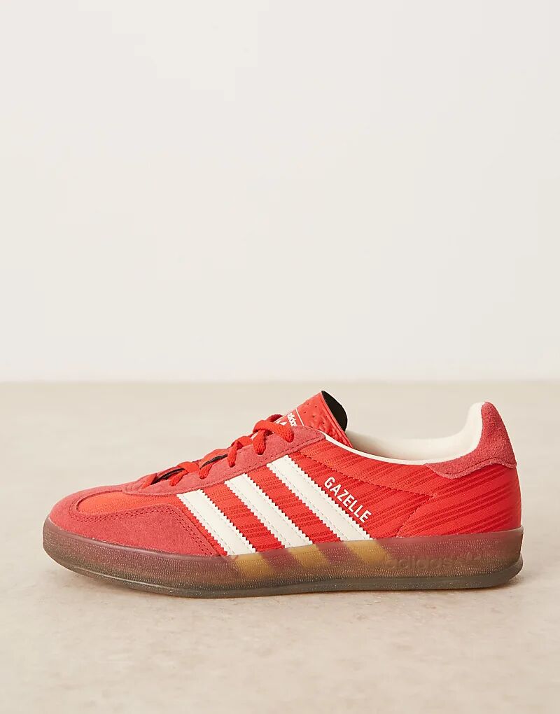 Кроссовки для дома adidas Originals Gazelle красного и кремового цветов — фото 2