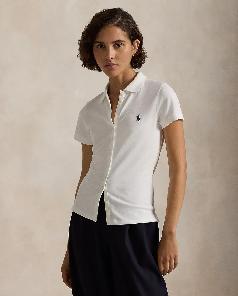 

Женская рубашка-поло с короткими рукавами и застежкой на пуговицы Polo Ralph Lauren, белый