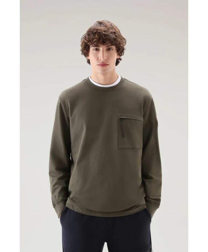 

Хлопковая толстовка с круглым вырезом Woolrich, зеленый