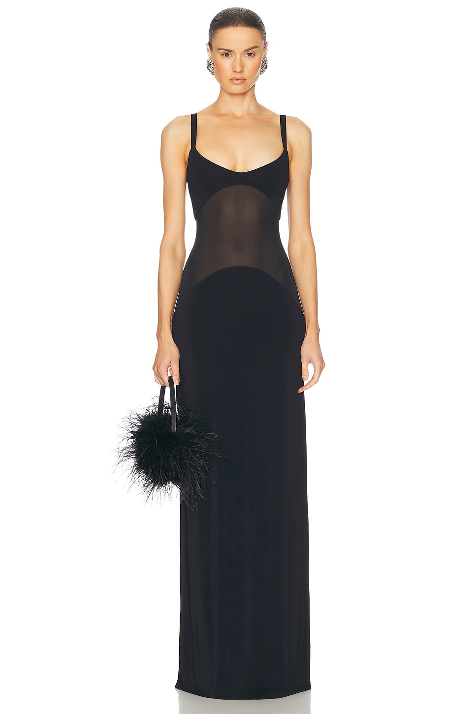 

Прозрачное трикотажное платье макси Curve Helsa, Black