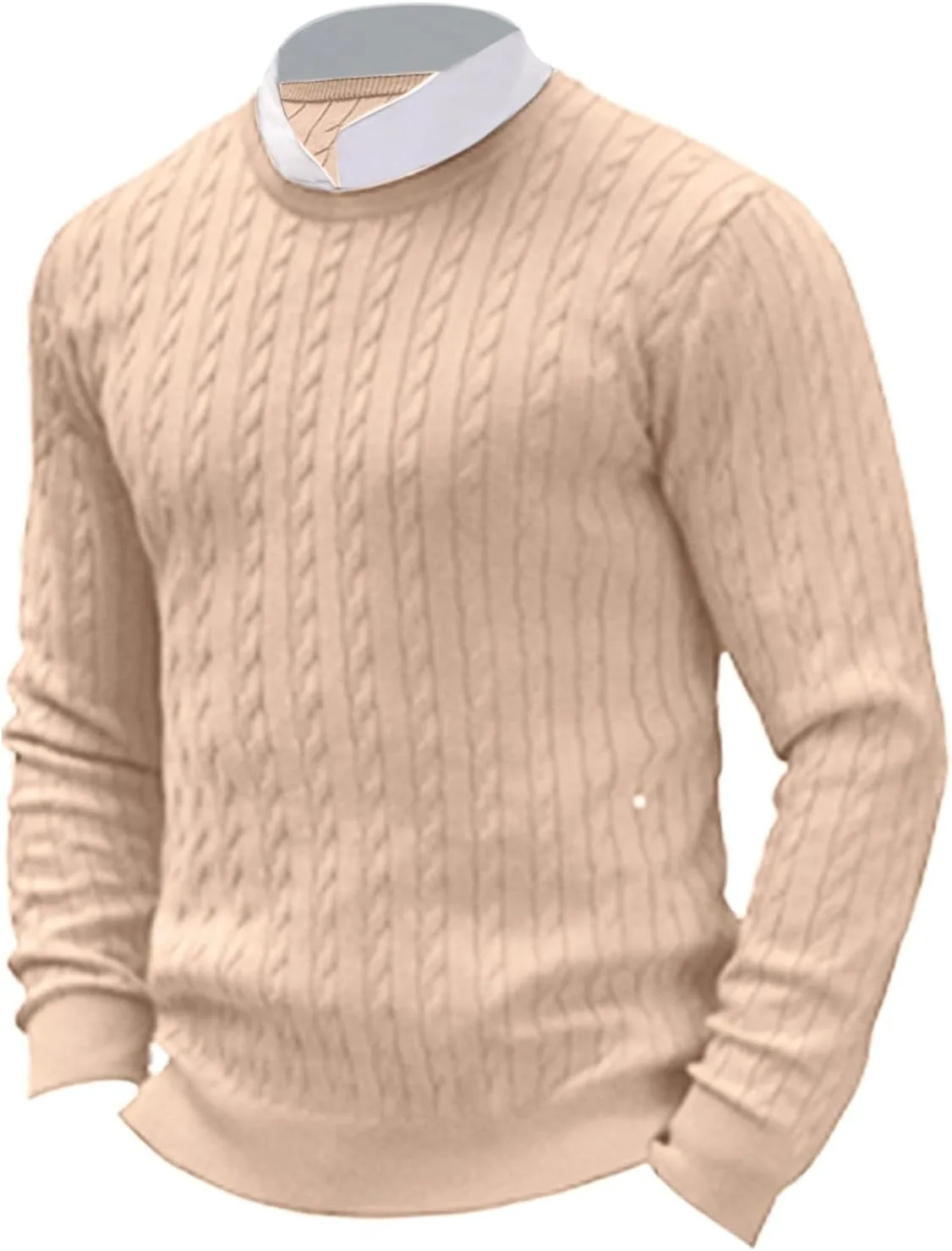 

Мужской свитер с круглым воротником, длинным рукавом, slim fit, шерстяной, с флисовой подкладкой