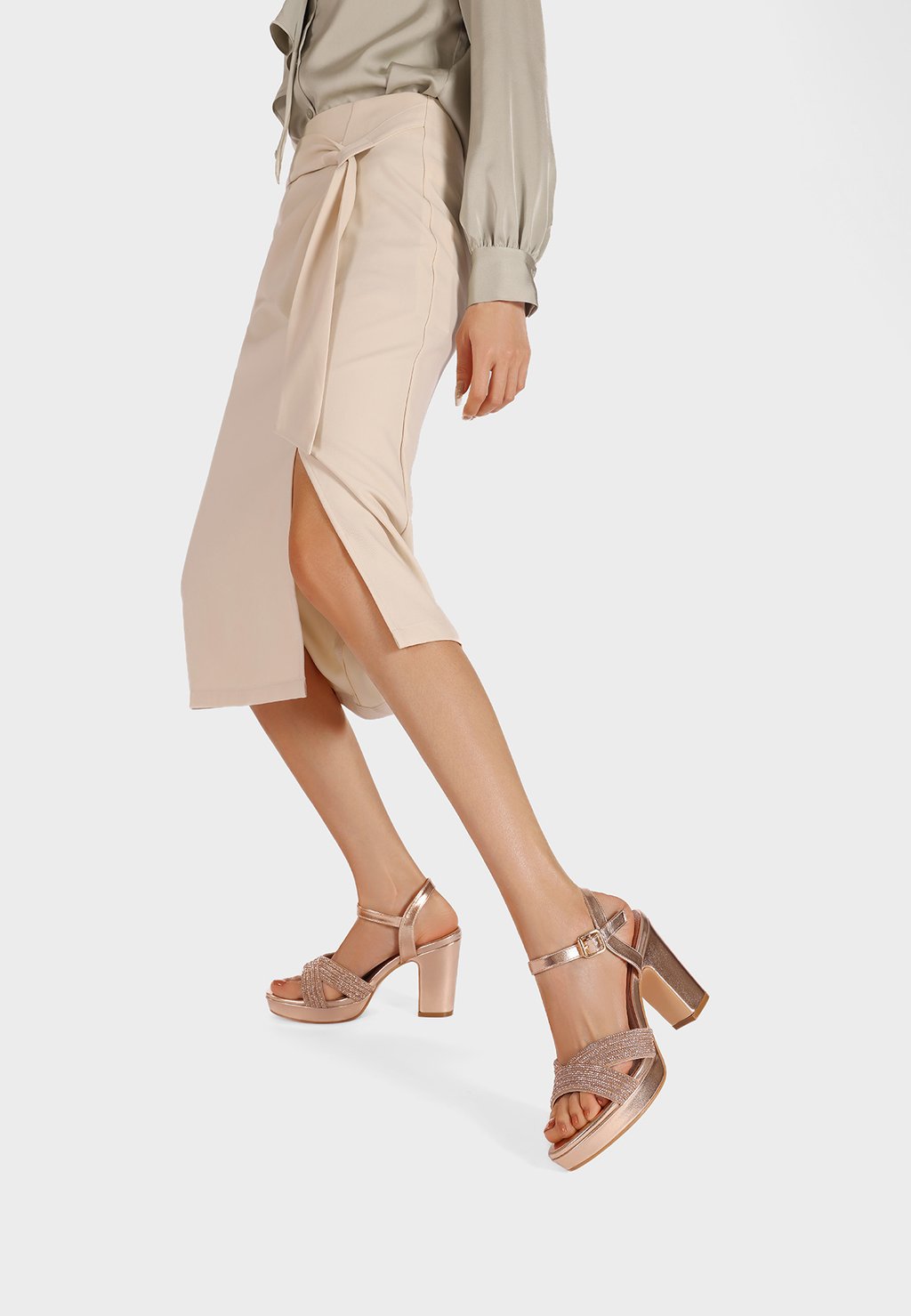 Босоножки на платформе Sandali con tacco Queen Helena, цвет Champagne