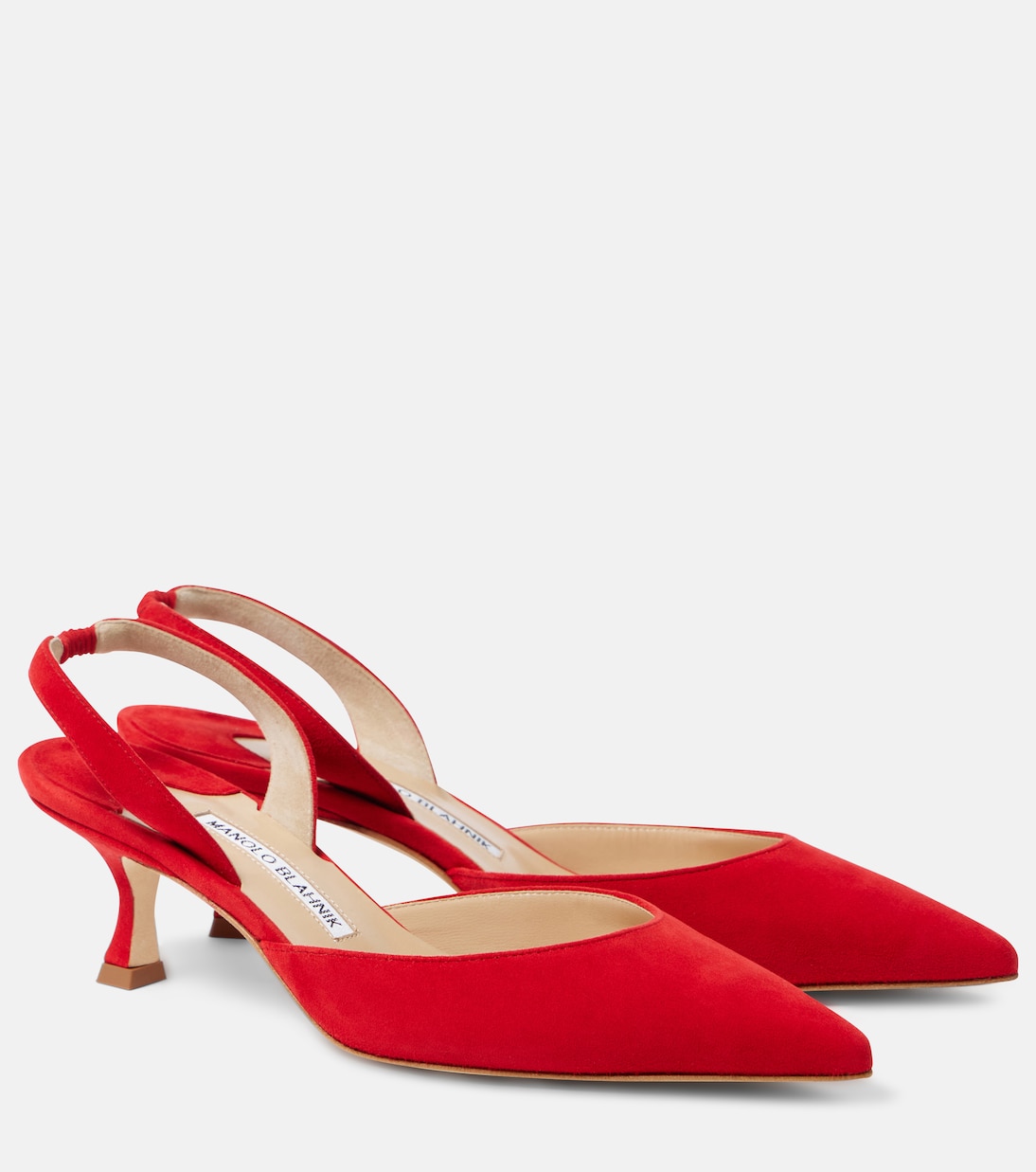Каблуки Carolyn Gala Val на шлейках из замши Manolo Blahnik, черный