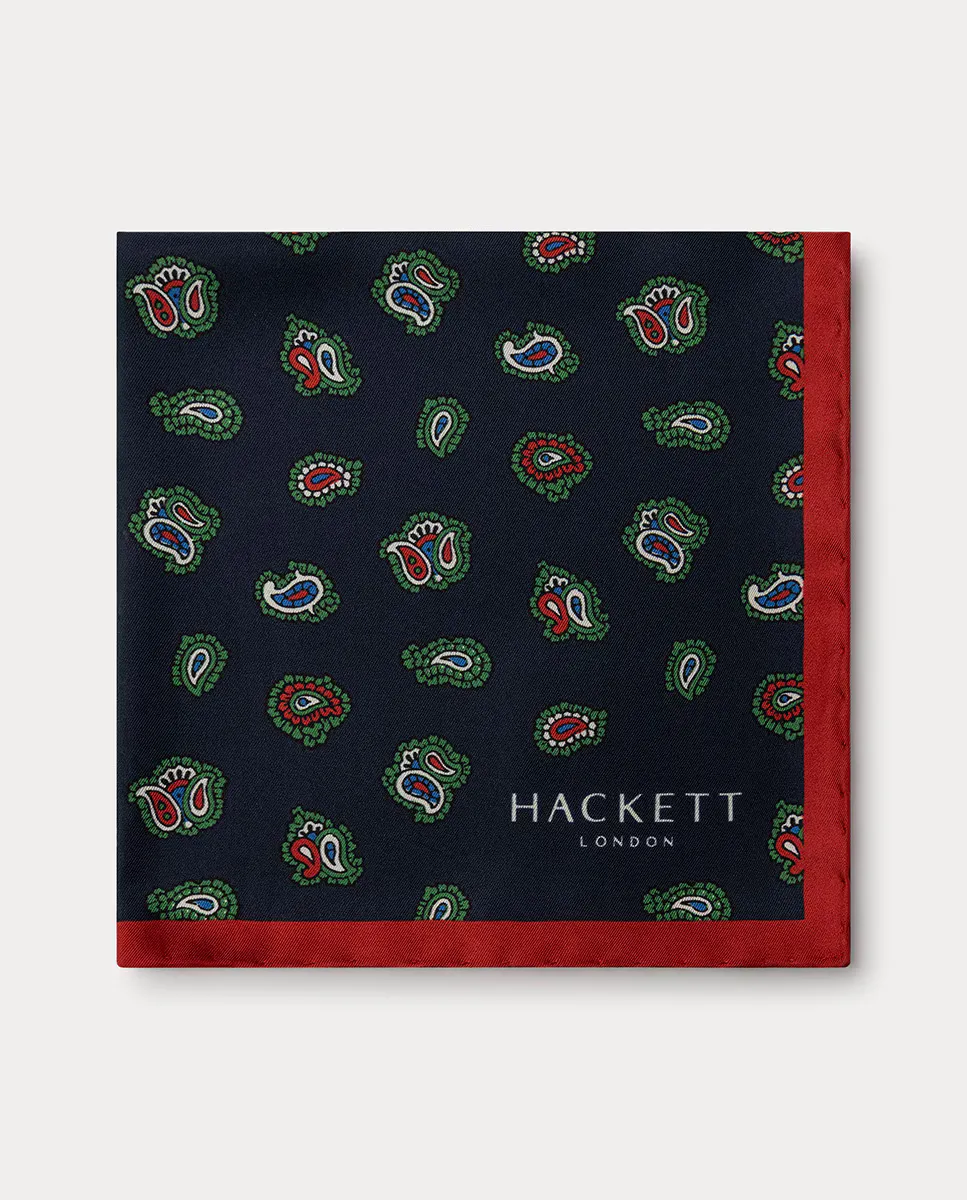 

Мужской шелковый шарф с узором пейсли Hackett, синий