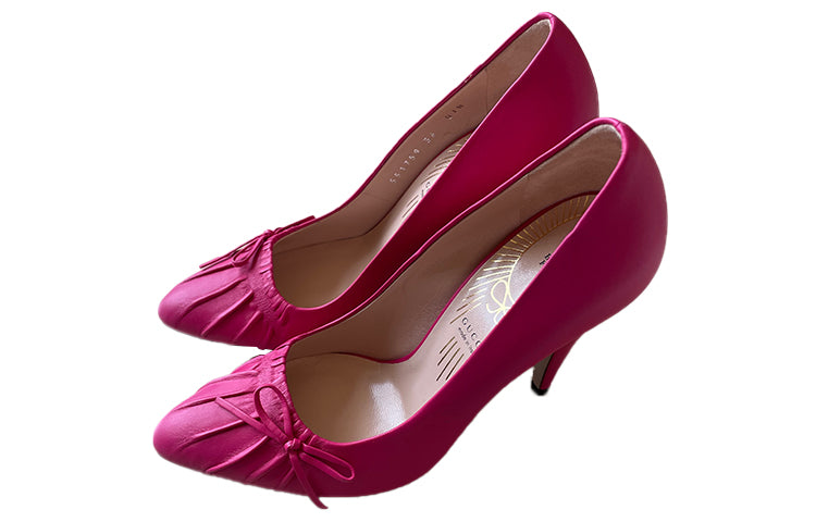 Кроссовки (WMNS) Gucci Nappa Bow High Heel Pumps 'Bright Fucsia' — фото 3