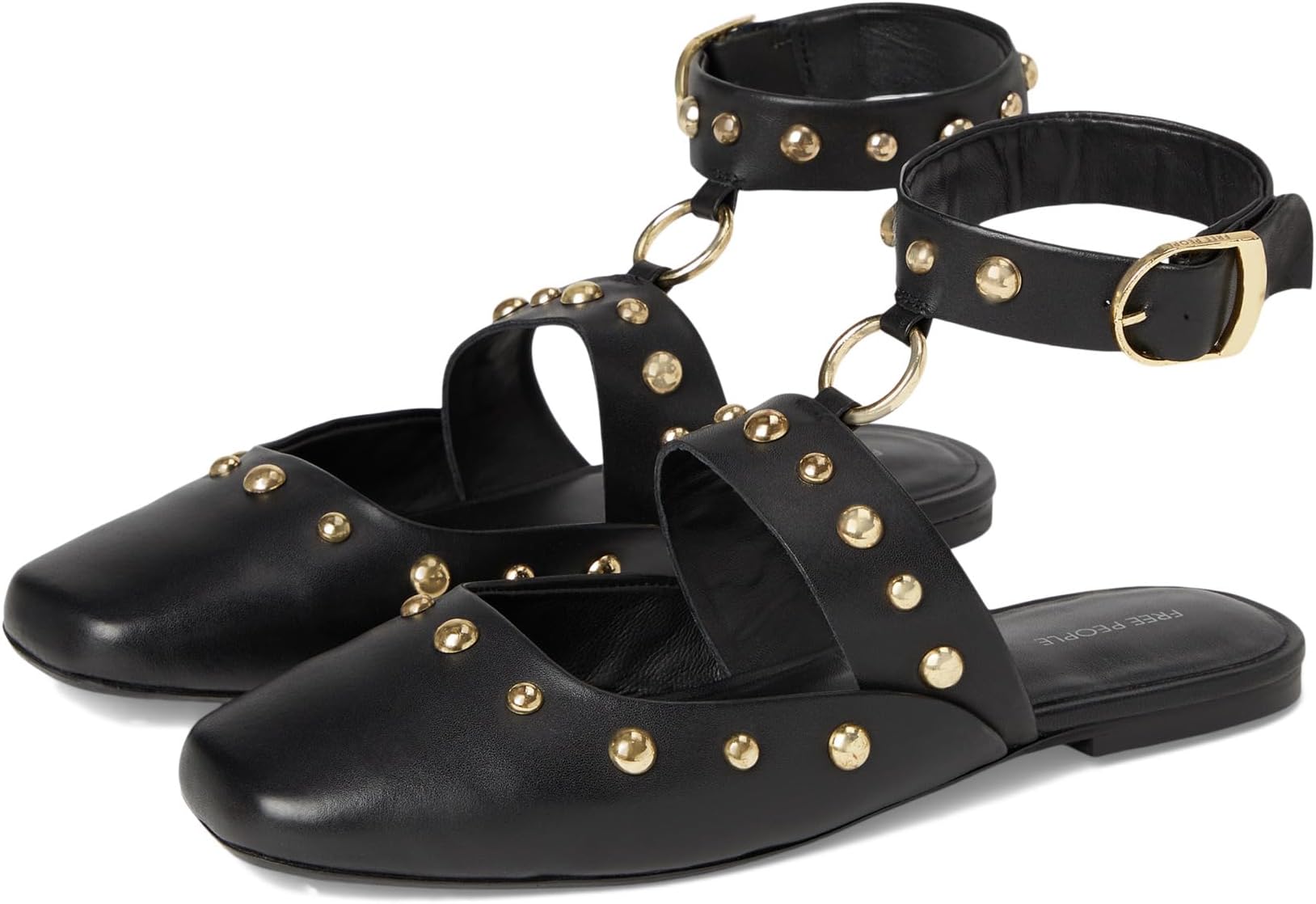 Балетки Free People Women's Camille Mystic O-ring Flats, Black Leather