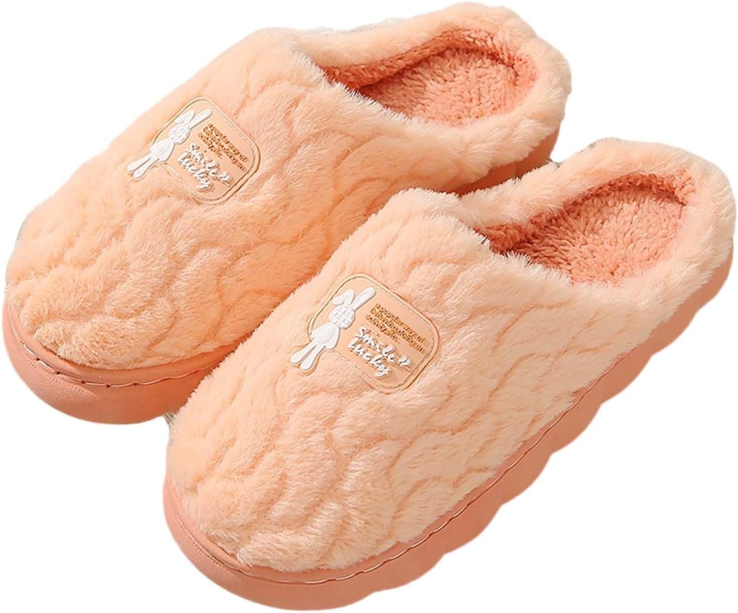 

Женские облегченные повседневные тапочки с прорезями, резиновая подошва, утолщенные, с теплой флисовой подкладкой, мягкие и удобные, тапочки-шлепанцы Generic, оранжевый