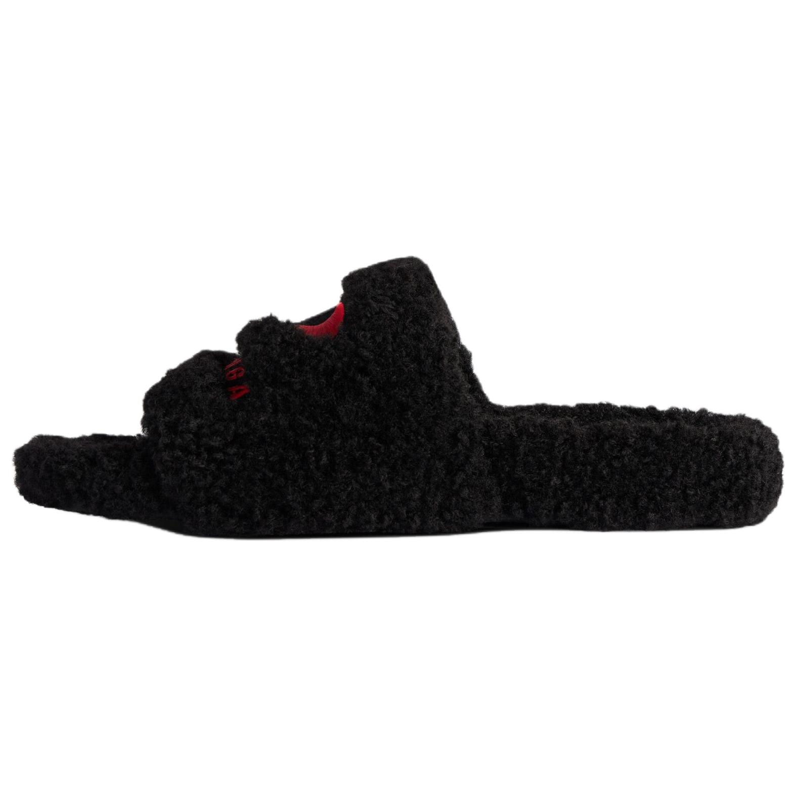 

Balenciaga Тапочки-слайды Furry Slide мужские черные