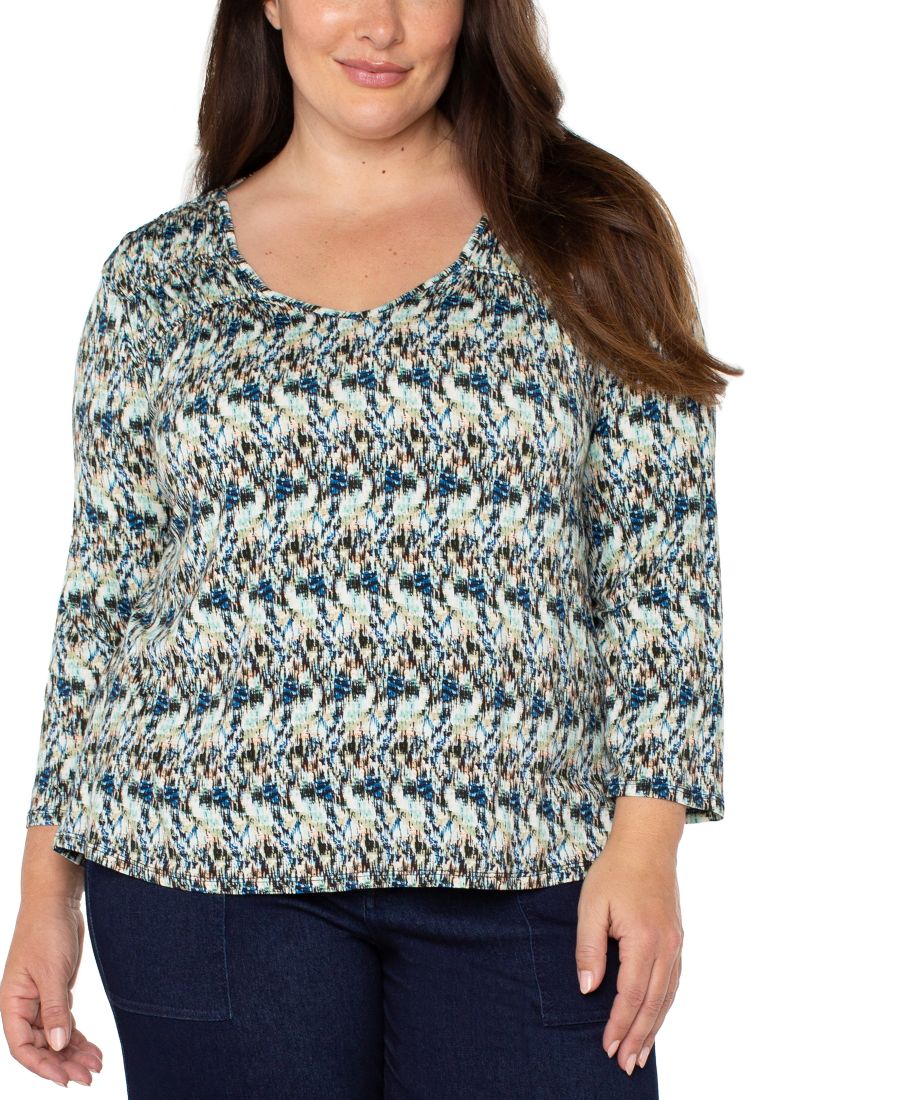 

Футболка большого размера с принтом "Ливерпуль" с рукавами 3/4 и V-образным вырезом Liverpool Los Angeles, Blue Mlt Textre