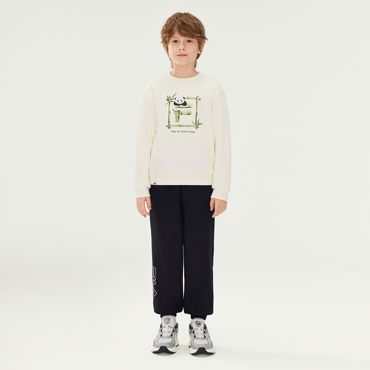 Детские вязаные спортивные штаны свободного кроя FILA KIDS, синий — фото 2
